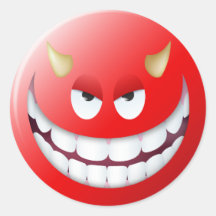 Teufel-Smiley 2 Runde Sticker