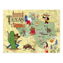 Texas-Staats-Karte Postkarten