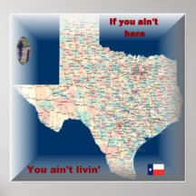 Texas-Straßekarte Plakatdruck
