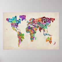 Textabbildung der Welt Plakat