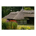 Thatched Hütte, England-Blumen Karten
