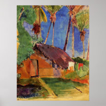 "Thatched Hütte unter Palmen-" - Paul Gauguin-Druc Plakate