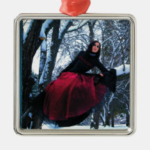 The girl in Gothic Style clothes sits on tree Christmas Tree Ornament
