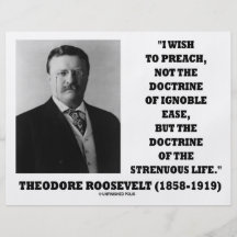 Theodore Roosevelt-Lehre-fleißiges Leben Flyerdruck