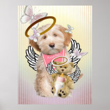 Tibetanisches Terrier-Engels-Baby-Karten Poster