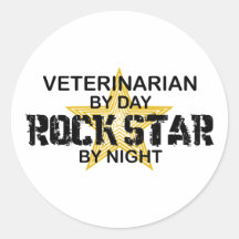 Tierärztlicher Rockstar bis zum Nacht Runde Aufkleber