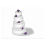 Tiered Kuchen der Hochzeits-vier mit Lavendel-Rose Postkarten