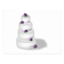 Tiered Kuchen der Hochzeits-vier mit Lavendel-Rose Postkarten