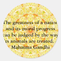 Tierrechtzitat - Mahatma Gandhi Runde Sticker