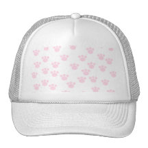 Tiertatzen-Druck. Hellrosa und weißes Muster Trucker Mützen