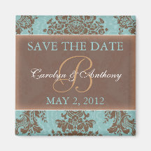 Tiffany blauer eleganter SAVE THE DATE Magnet Kühlschrankmagnet