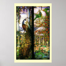 Tiffany-Buntglas-Pfau-Papageien-Druck Posterdrucke