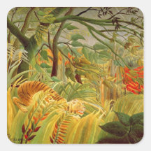 Tiger in einem tropischen Sturm 1891 Quadratsticker