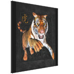 Tiger u. chinesische Symbol-Leinwand-Verpackung Galerie Falt Leinwand