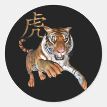 Tiger und chinesisches Symbol Runde Sticker