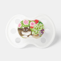 Tigerkitty-Katze im Patio-Garten-Blumen-Friedensst Baby Schnuller