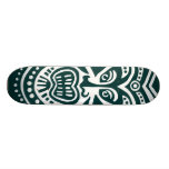 Tiki Masken-Art - dunkelgrün auf Holz Skateboardbrett