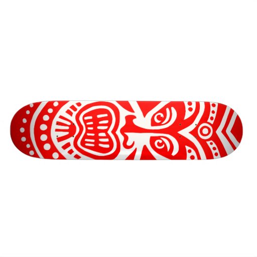 Tiki Masken-Art - Rot auf Holz Personalisiertes Skatedeck