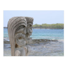 Tiki Wächter in Kona, Hawaii - Postkarte