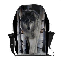 Timberwolf in der Winter-Schnee-Tier-Bote-Tasche Kuriertaschen