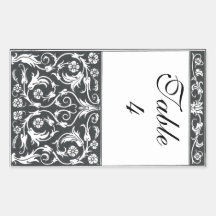 Tischnummer-Damast-Stift-u. Tinten-Schwarz-weiße H Rechteckige Sticker