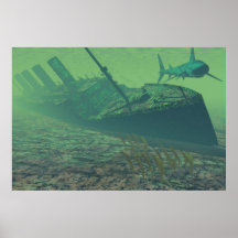 titanisches Unterwasser, grün-blau, Plakate
