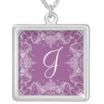 Toile Damast-Strudel-Hochzeits-Monogramm-Pflaume Schmuck