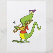 toller Trombone, der Eidechsen-Cartoon spielt Bedruckte Flyer