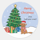 Toller-und Weihnachtsbaum Runde Sticker