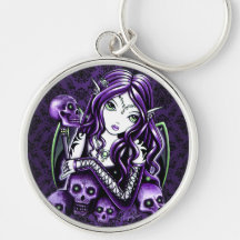 "Tollkirschen-" lila Schädel-Fee Keychain Schlüsselband