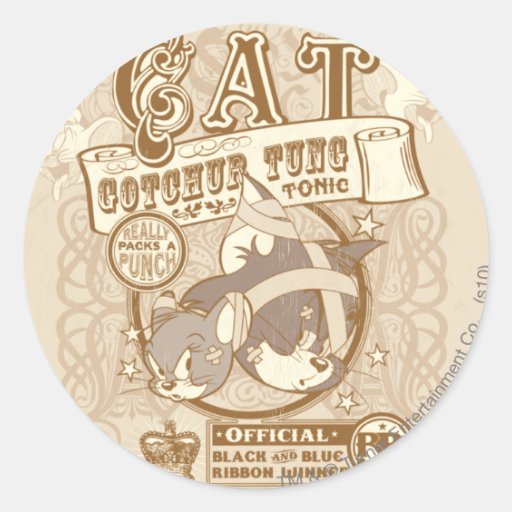 Tom-Katze Gotchur Tung Stärkungsmittel Runde Sticker