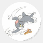 Tom- und Jerry-Verfolgungs-Drehung Runder Sticker