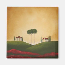 Toskanische Landhäuser und Mohnblumen Magnete