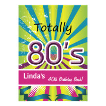 total Achtzigerjahre retro Party Einladung
