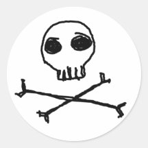 Totenkopf mit gekreuzter Knochen-Aufkleber