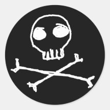 Totenkopf mit gekreuzter Knochen-Aufkleber