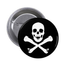 Totenkopf mit gekreuzter Knochen Anstecknadelbuttons