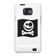 Totenkopf mit gekreuzter Knochen-Flagge. Schwarzwe Samsung Galaxy S2 Hüllen
