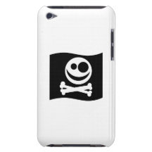 Totenkopf mit gekreuzter Knochen-Flagge. Schwarzwe iPod Touch Hüllen
