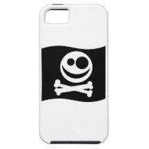 Totenkopf mit gekreuzter Knochen-Flagge. Schwarzwe iPhone 5 Hülle