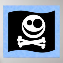 Totenkopf mit gekreuzter Knochen-Flagge. Schwarzwe Posterdrucke