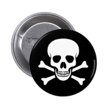 Totenkopf mit gekreuzter Knochen-Knopf Anstecknadel