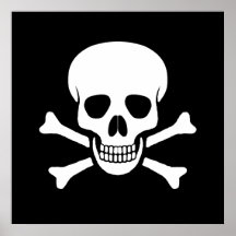 Totenkopf mit gekreuzter Knochen-Plakat