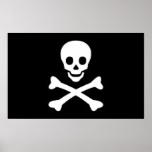 Totenkopf mit gekreuzter Knochen Plakatdruck