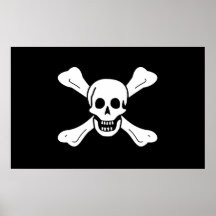Totenkopf mit gekreuzter Knochen Posterdruck