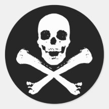 Totenkopf mit gekreuzter Knochen Runde Aufkleber