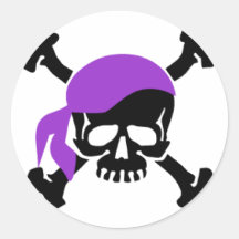 Totenkopf mit gekreuzter Knochen Runder Sticker