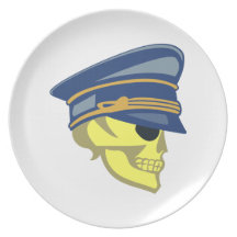 Totenkopf Schädel Offizier skull officer Flacher Teller