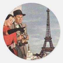 Touristen-reisender Paris-Besichtigungs-Eiffelturm Runder Sticker