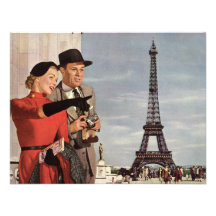 Touristen-reisender Paris-Besichtigungs-Eiffelturm Einladungskarte